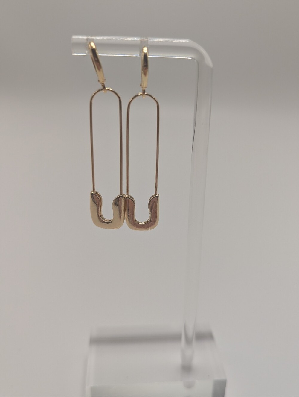 18kt Gold-plated Safety Pin Dangle Earrings